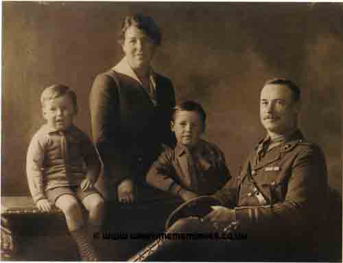 Photo taken in 1919 of Capt Charles Banfield, RGA and hs wife Sarah Beatrice Williams and sons Stewart Alfred George and Stanley